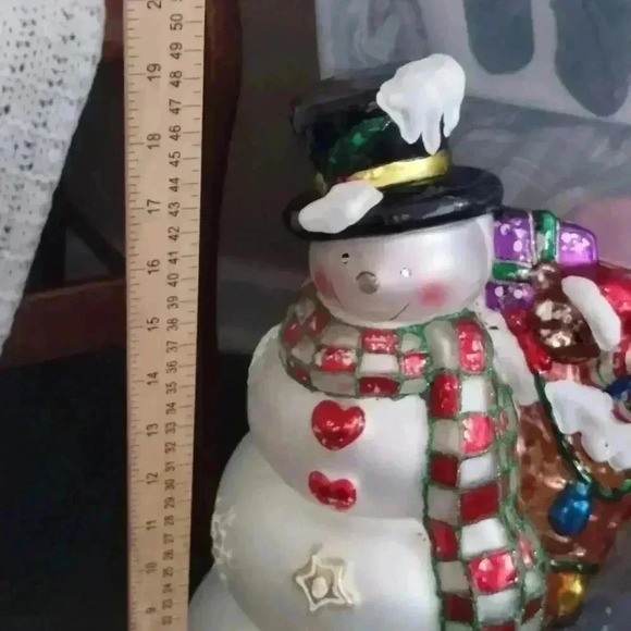 Thomas Pacconi Classics Blown Glass Collectible Snowman Statue 14” - Picture 2 of 16